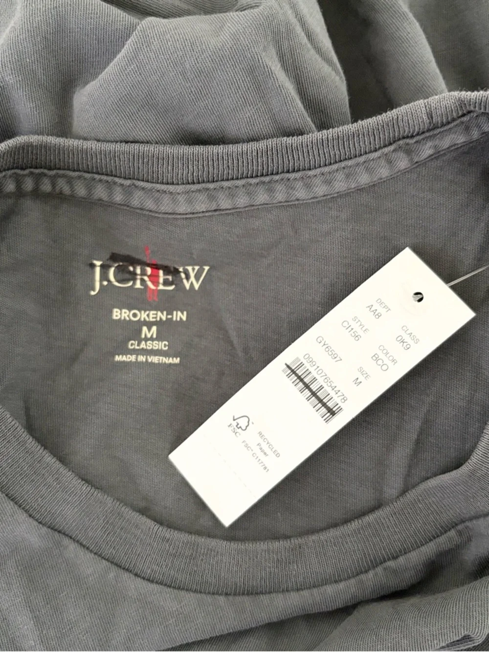 NWT J. Crew Broken-in T-shirt Short Sleeve Bedford Coal Gray